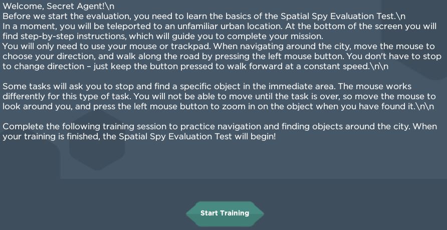 Navigation training start screen